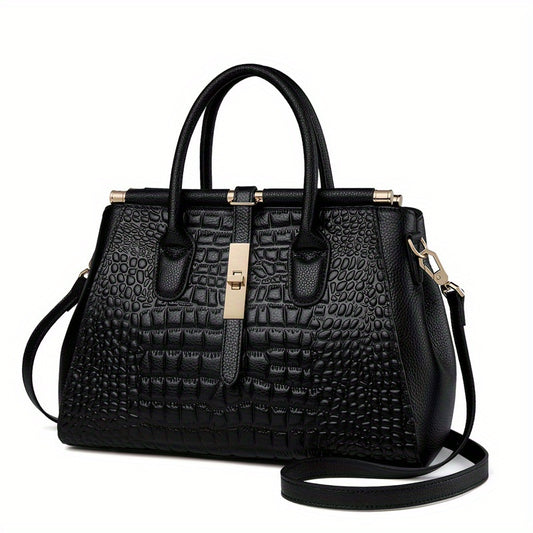 Women's Genuine Leather Crocodile-Pattern Crossbody Bag