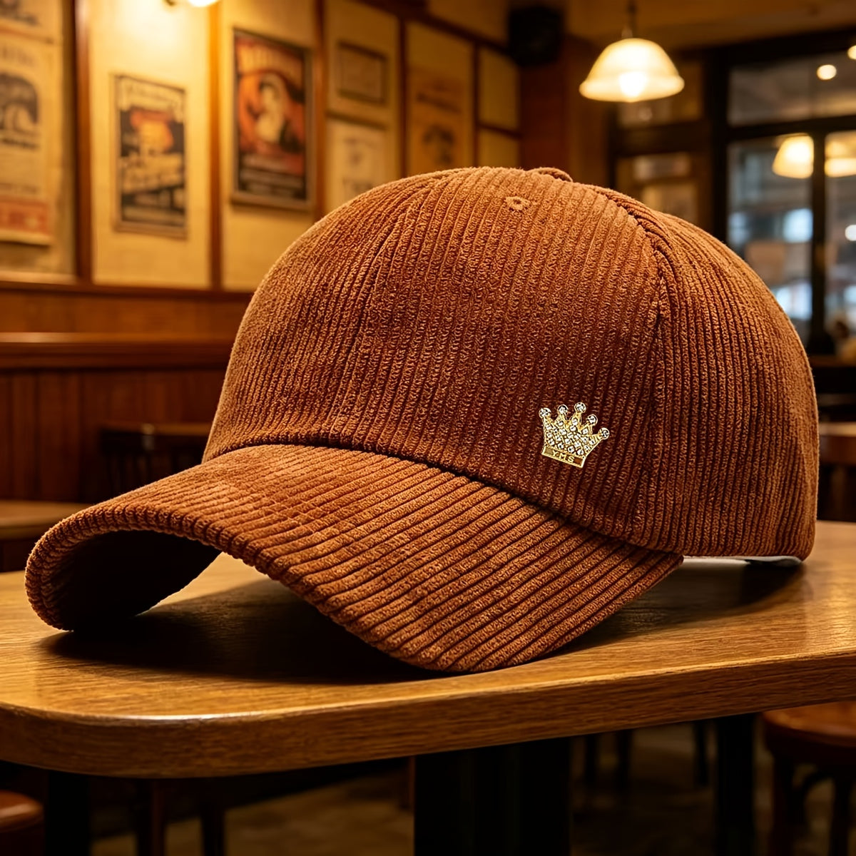 Unisex Retro Corduroy Baseball Cap with Adjustable Snapback