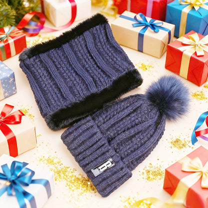 2pcs Winter Essentials Set - Thick Plush Pom Bucket Hat & Fleece-Lined Scarf | Windproof, Warm Beanie for Men & Women | Hand Wash Only, Winter Clothes, Cold Weather Gear, Cozy Headwear, Soft Texture, Stylish Headgear, Outdoor
