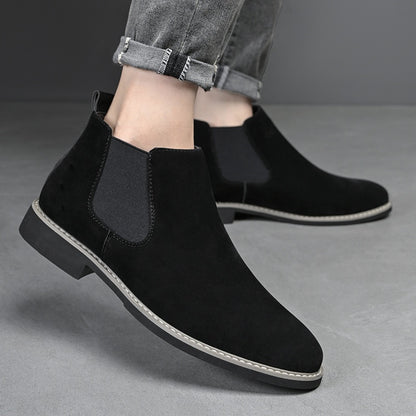 High-End Business Men'S Chelsea Boots, Pointed Elastic Ankle Boots, Slip-Resistant And Wear-Resistant Formal Shoes, British Style Slip-On Loafers, Suitable for Both Work And Casual Wear.