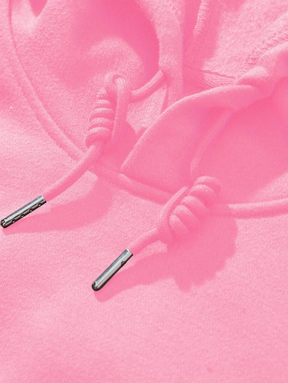 Women'S Pink "Happy New Year 51.46meter Print Hoodie - Cozy Casual Pullover with Golden Glittery Lettering, Long Sleeves, and Drawstring Hood, Perfect for Winter Celebrations, Winter Hoodie | Festive Print Hoodie | Stretchy F