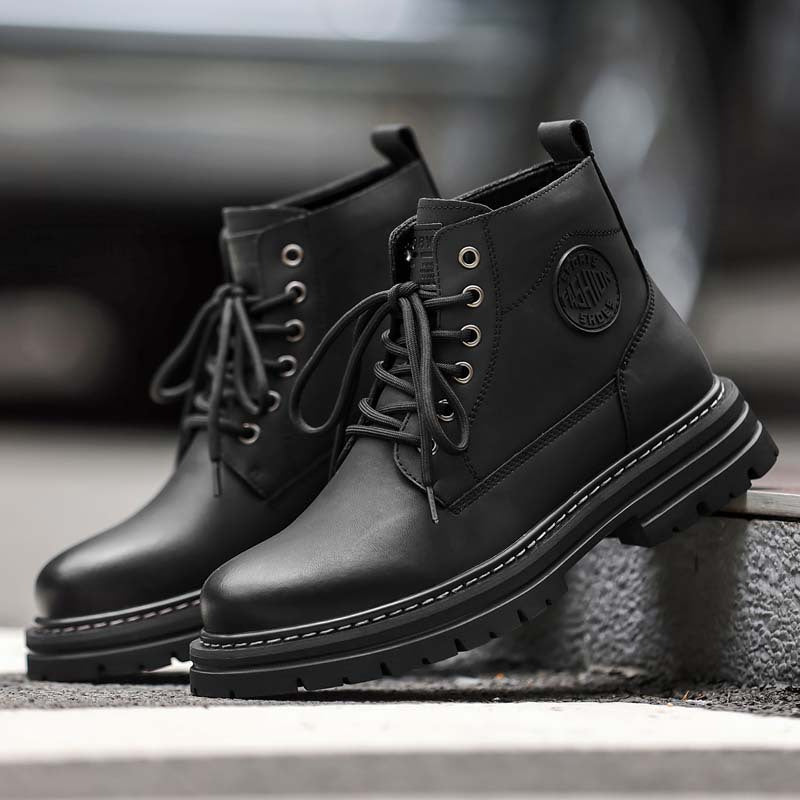 Men's Super Thin Retro Short Lace-Up Boots All-Season PU