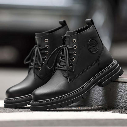 Men's Super Thin Retro Short Lace-Up Boots All-Season PU