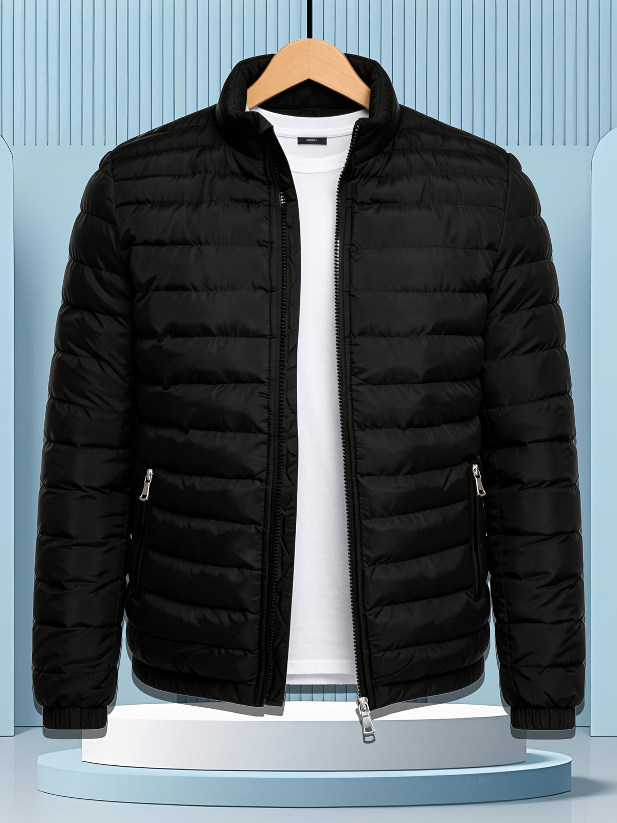 Men's Winter Softshell Jacket with Stand Collar and Zipper