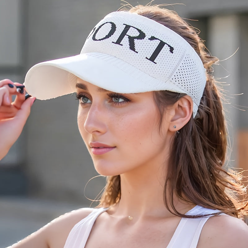 Women'S Breathable Polyester Ponytail Hat, Elastic Visor Cap for Spring/Summer, Outdoor Sports Baseball & Golf Cap, Knitted, No Feathers, Dry Clean Only