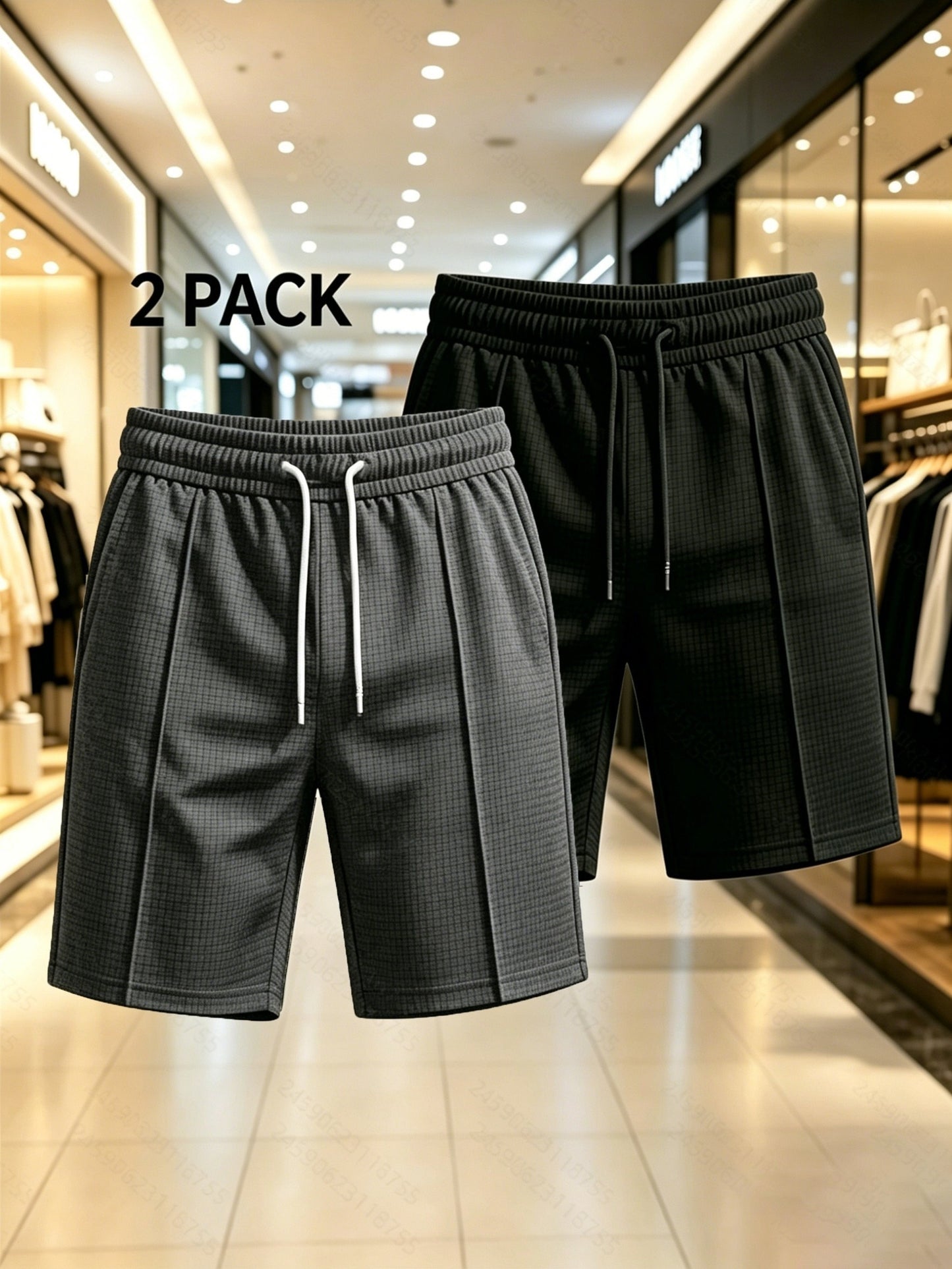 Men's Casual Summer Sports Shorts 2-Pack in Solid Colors