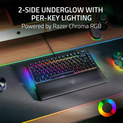 Razer Blackwidow V4 75% Mechanical Gaming Keyboard: Hot-Swappable Design - Compact & Durable - Orange Tactile Switches - Chroma RGB - MF Roller & Media Keys - Comfortable Wrist Rest - Black