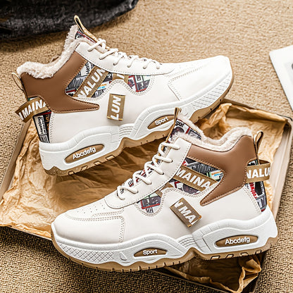 Men's Winter Snow Boots with Thick & Height Increase - Heavy-Duty PU Upper, -Absorbing PVC Sole, Lace-Up Ankle for Ice Traction - Outdoor Ice Skating,, Daily Use (Warm Mid-Calf/Ankle-High)