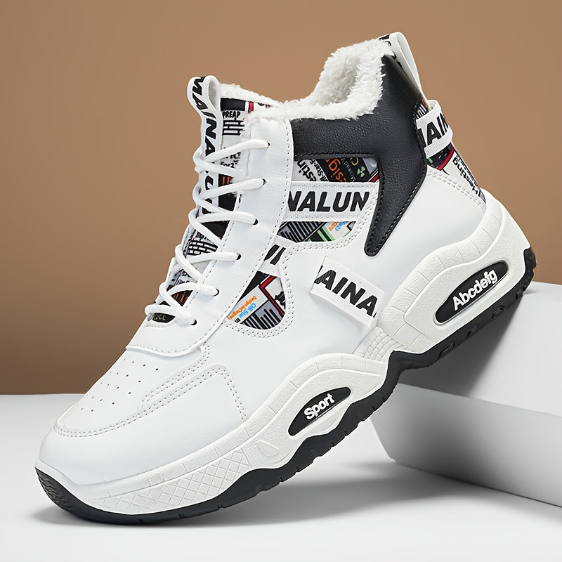 Men's Winter Snow Boots with Thick & Height Increase - Heavy-Duty PU Upper, -Absorbing PVC Sole, Lace-Up Ankle for Ice Traction - Outdoor Ice Skating,, Daily Use (Warm Mid-Calf/Ankle-High)