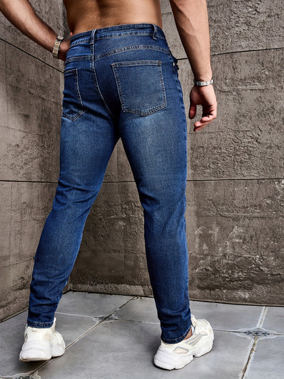 Men's Straight Leg Denim Pants, Men's Classic Design Jeans, Versatile For Four Seasons Wear