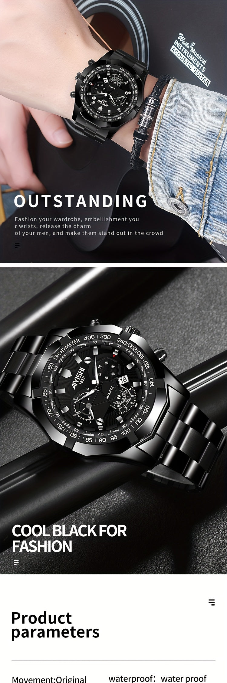 AIYISHI Men's Luxury Business Quartz Watch | | Luminous Hands & Markers | Date Display | Zinc Alloy Case and Band | Analog Dial with Subdials | Ideal for Professional Gifting