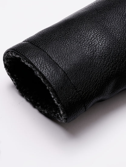 Men'S Cozy Fleece-Lined Bomber Jacket - Thick Winter Coat with Multiple Pockets, Zip-Up Casual Pilot Style, Brown, Polyester Lining, Perfect for Fall & Winter, Winter Bomber Jacket