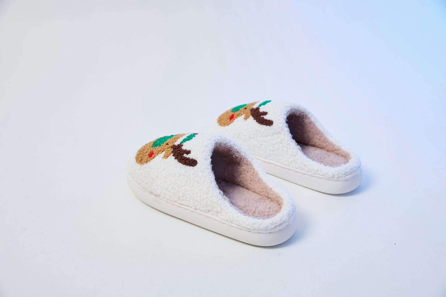 Mrs Hui Men's & Women's Plush Flocked Reindeer Slippers - Cozy Winter Indoor/Outdoor Christmas House with Antlers, Soft Warm & TPR Sole, Unisex -Like Footwear for Holiday Parties, Slippers For Women, House Slippers For Women,