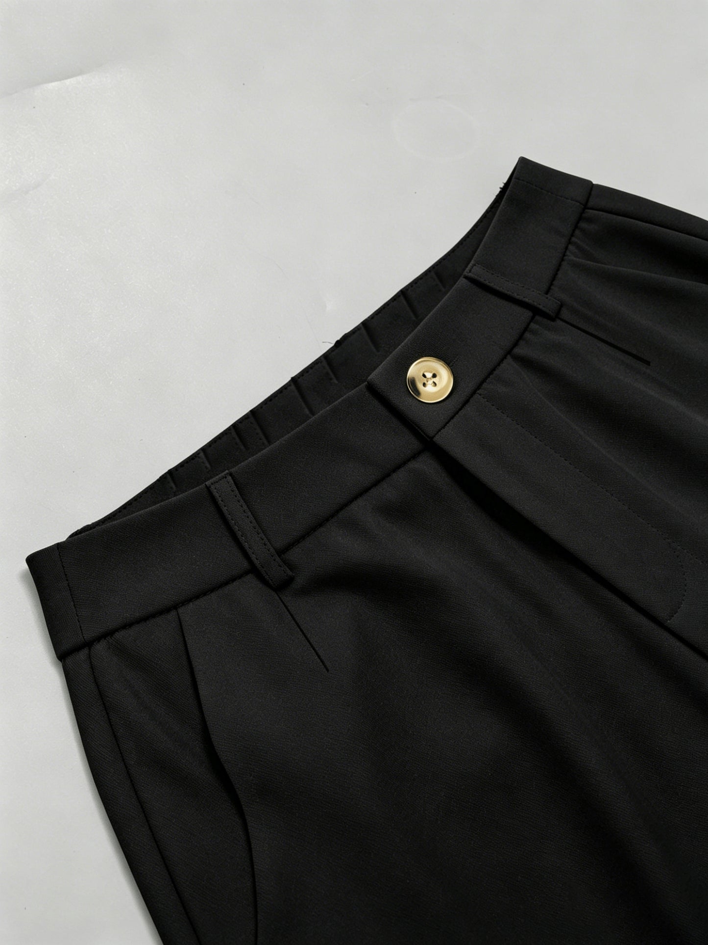 Elegant High-Waist Slightly Flared Polyester Suit Pants