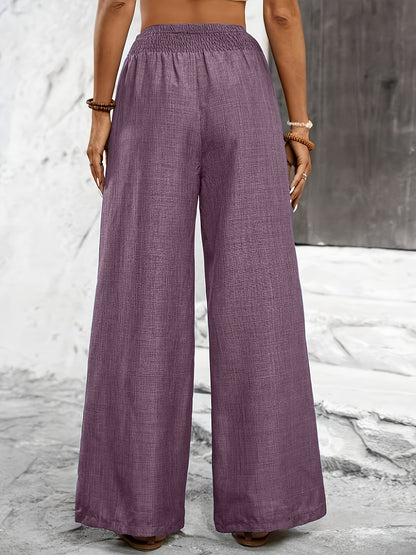 Elegant Solid Color Twisted Knot Straight-Leg Pants