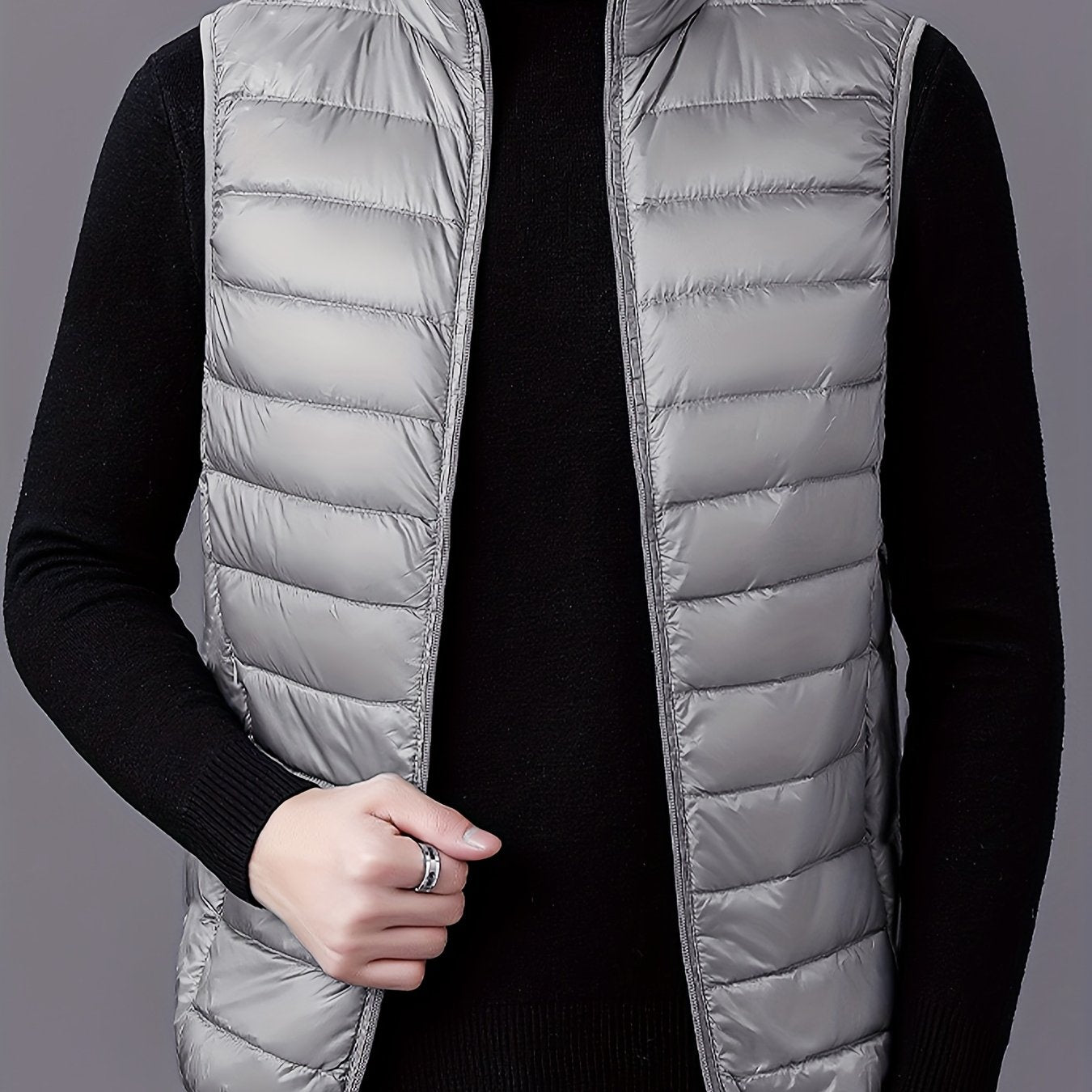 Men's Fashion Solid Color Single Vest, Youth Outdoor Sports Casual Jacket, Men's Spring Autumn Thin Stand Collar Cardigan Vest