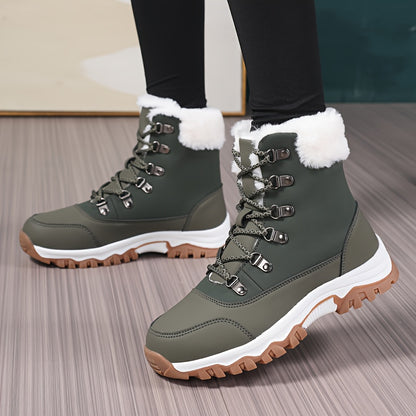 Women's & Men's Heavy-Duty Winter Snow Boots - Thickened Round-Toe Traction Tires, Faux Upper & TPR Sole, Unisex High-Ankle Trekking Boots for Skiing, Ice, Hiking, Snowshoeing - Cold Weather Outdoor Footwear