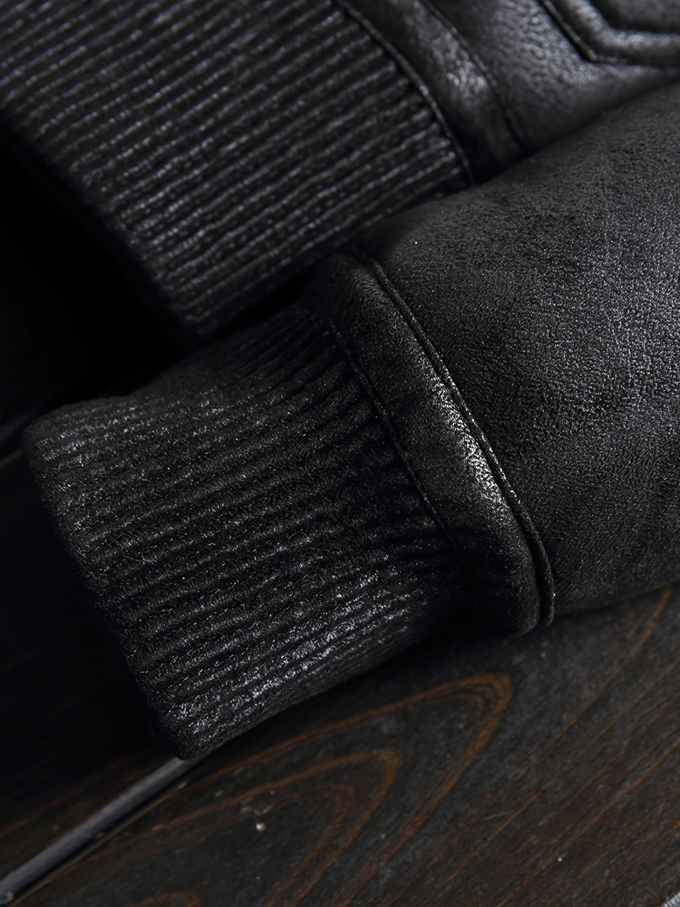 Men'S Faux Fur Lined Biker Jacket, Casual Long Sleeve Applique Air Force Style, Polyester 100% Knit Fabric, Solid Color Lapel Collar, Zipper Closure, Regular Fit for Daily & Golf Occasions - Fall/Winter Collection