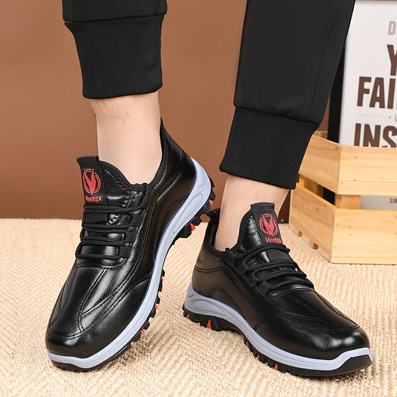 Men'S Winter Shoes - Lightweight Cold Weather Sneakers with Non-Slip Rubber Sole, Brown Formal & Casual Shoes for Dad, Everyday & Formal Events - Easy-Clean Synthetic Upper, Seasonal Footwear, Sleek Design, Comfortable Fit, L