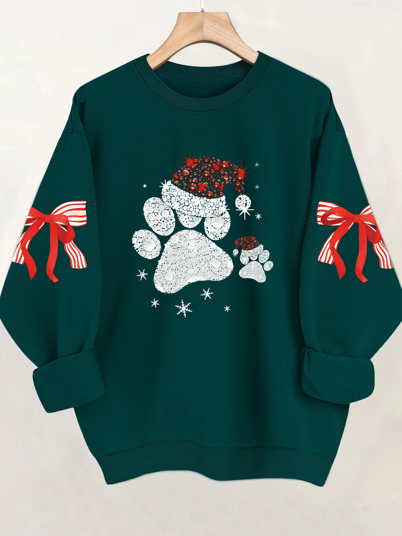 Women'S Glittery Snowman & Santa Hat Print Sweater - Winter Warmth with Red & Snowflakes, Round Neck Casual Sweater for Fall & Winter, Cozy Holiday Outfit For Christmas & New Year's, Christmas Sweater, Seasonal Fashion, Festi