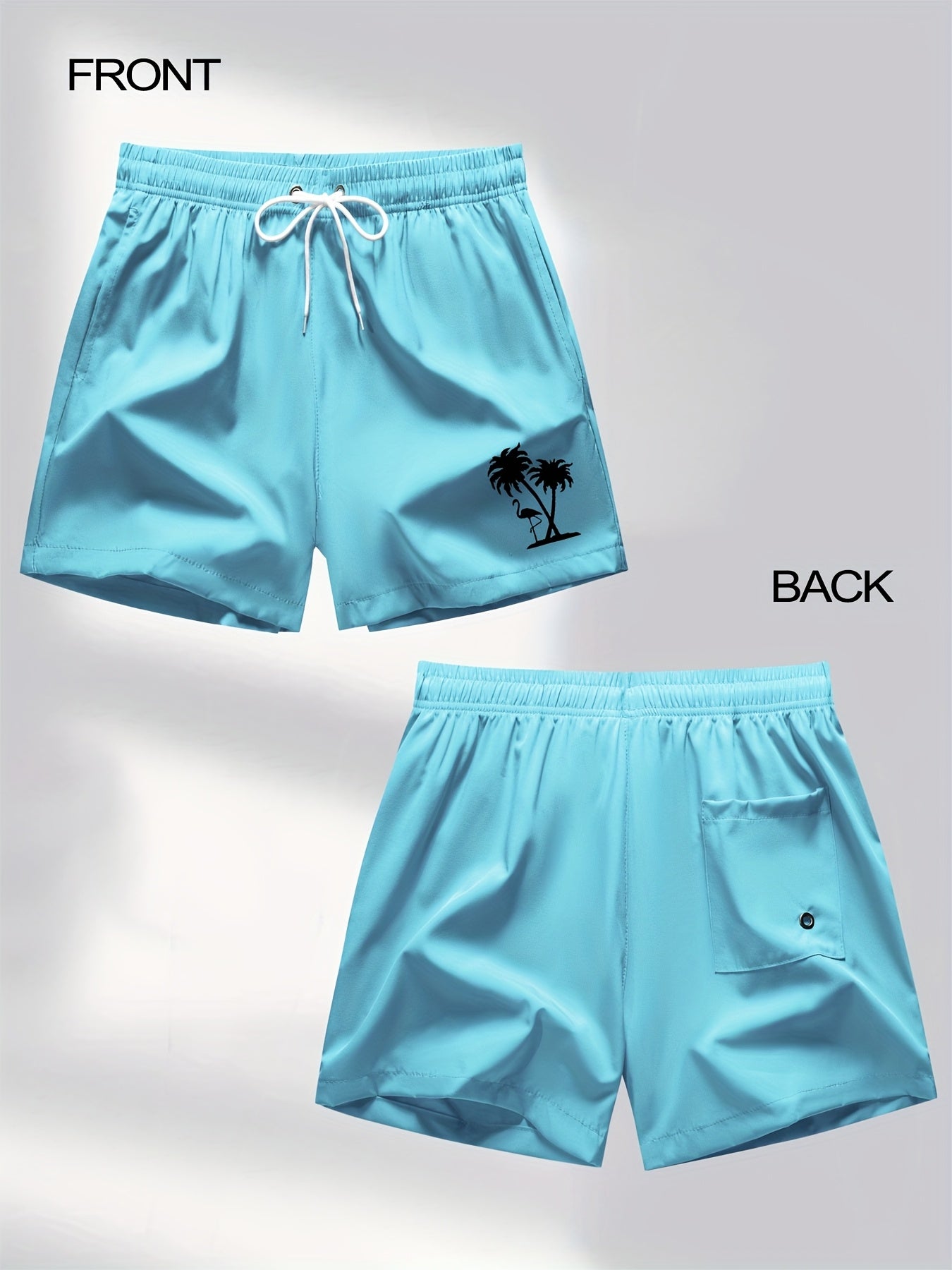 Men's Quick-Dry Flamingo Print Lightweight Beach Shorts