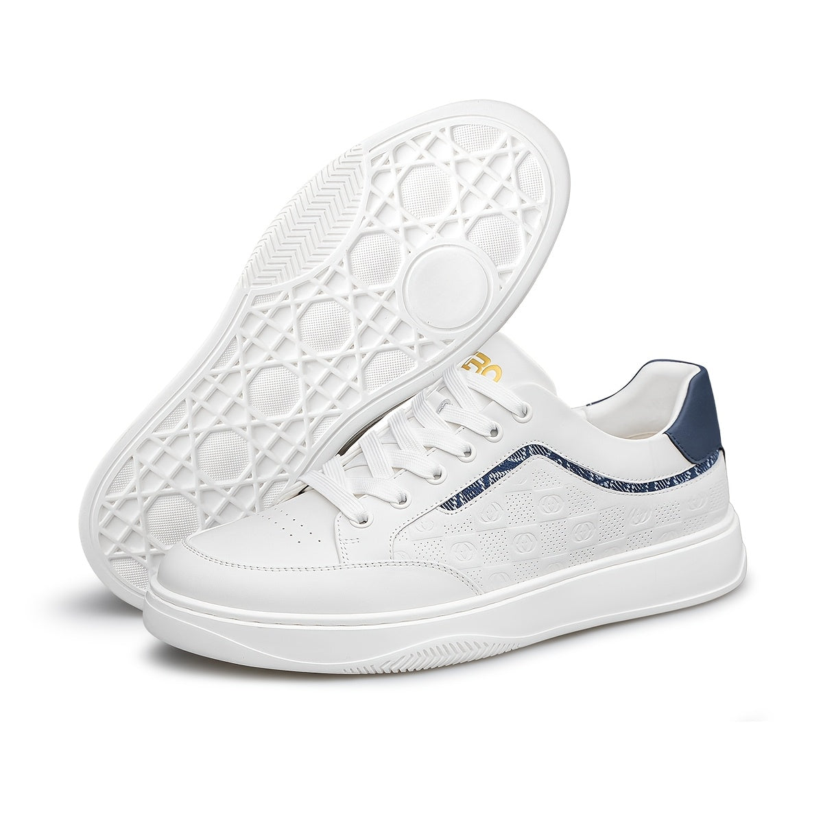 Men's White Cowhide Leather Sneakers Lightweight Casual Style