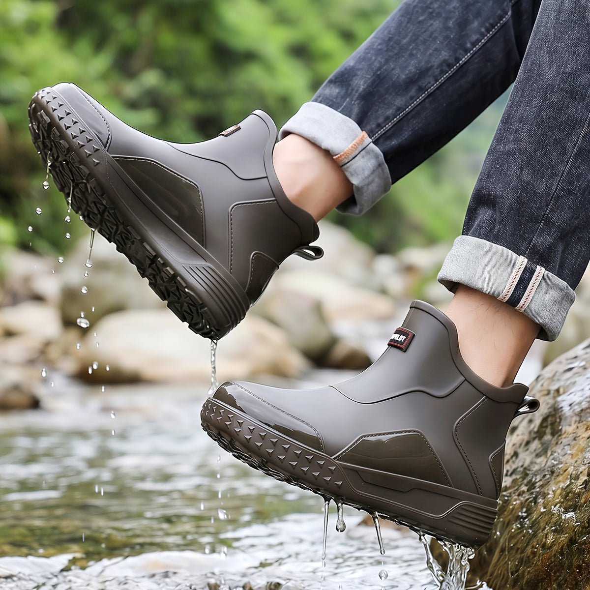 Unisex Gray Ankle Rain Boots | Lightweight All-Season Comfort