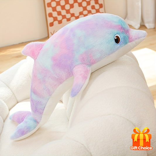 1pc Colorful Dolphin Plush Toy, 49.99cm Soft Polyester Stuffed Animal, Cartoon Marine Life Gift, Video Game Themed Home Decor, Ideal for Christmas, Valentine's, Birthday Presents