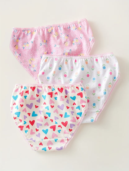 Girls' Cotton Floral Briefs Underwear - Soft, Breathable Comfort