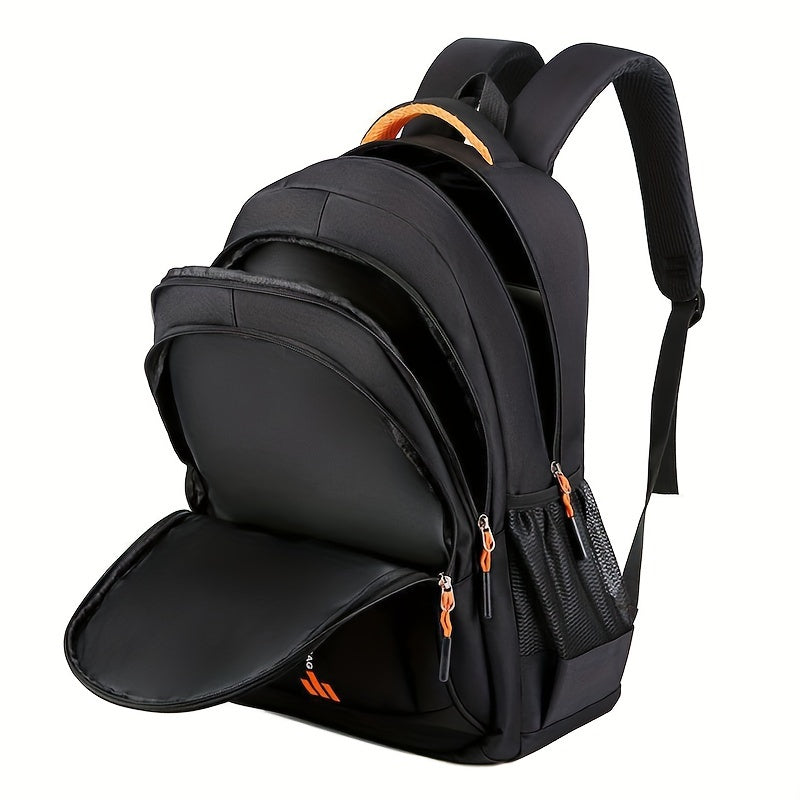 Large Capacity Waterproof Travel Backpack for Men - Durable Nylon, Adjustable Straps, Multi-Compartment Business and School Bag, Black, Backpack for Travel