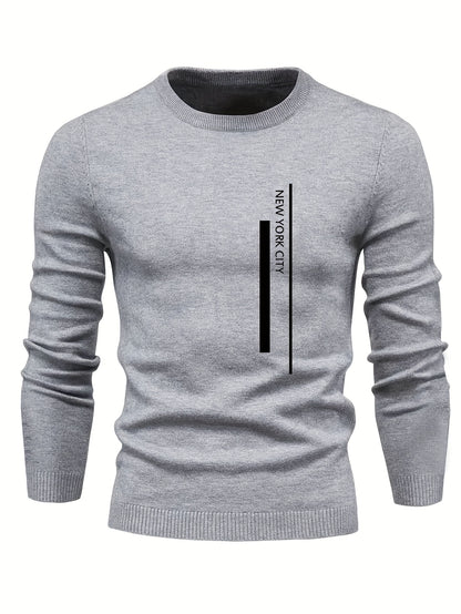 2023 New Cross-border Autumn and Winter Men's Round Neck Random Print Round Neck Knitted Sweater