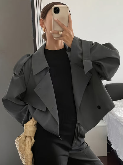 Կանացի գարուն/աշուն միագույն, պարզ, ազատ, առօրյա, կարճ, երկար թևքերով տրենչ-բաճկոն