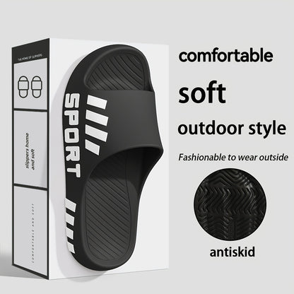 Men's stylish sports flip-flops, indoor non-slip couple slippers, casual and comfortable EVA material slippers, available in large sizes 48-49 - ayq