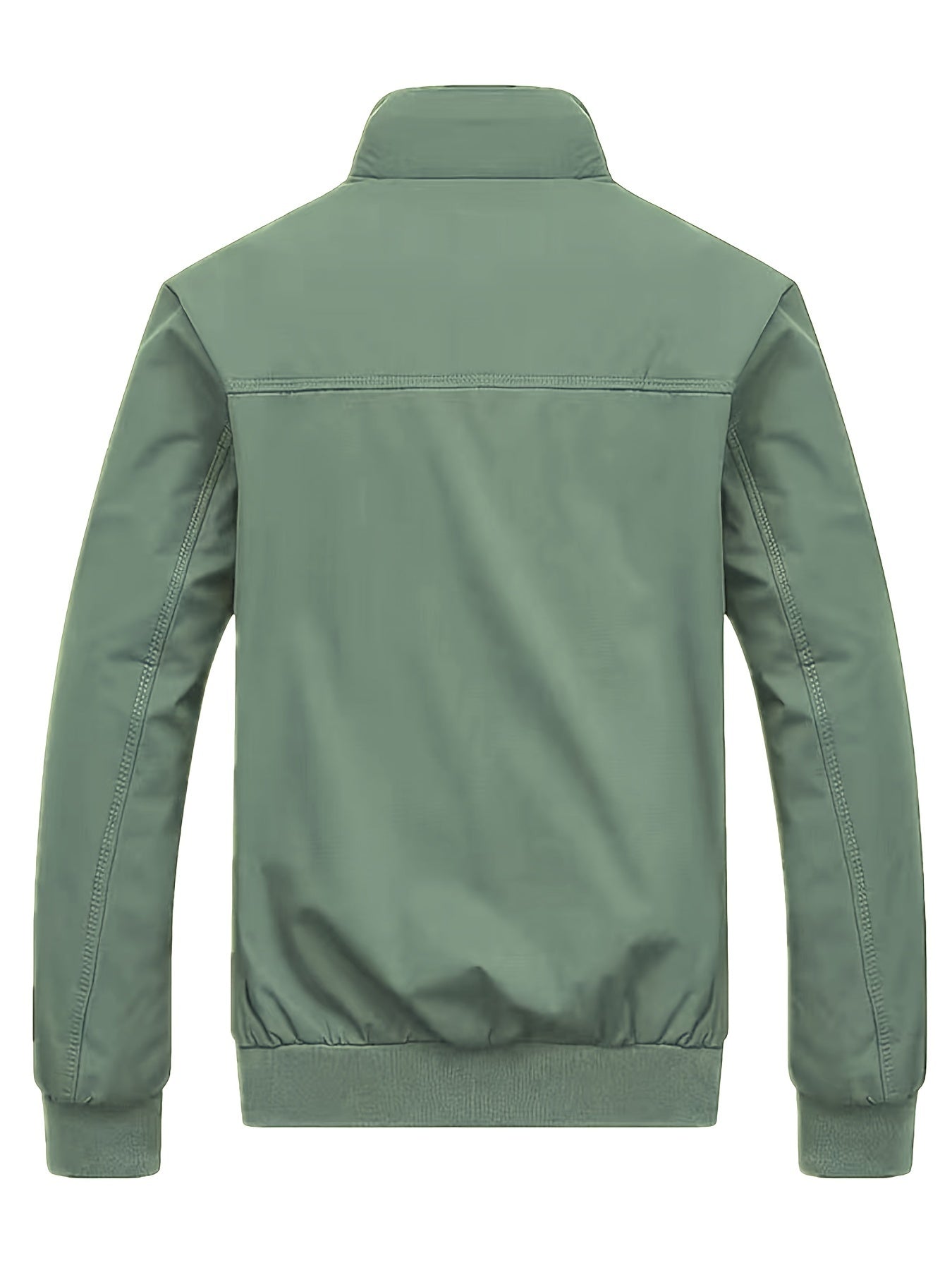 Men's Long Sleeve Zip Up Stand Collar Coat, Business Stand Collar Jacket With Zipper Pockets, Spring Autumn Men's Clothing