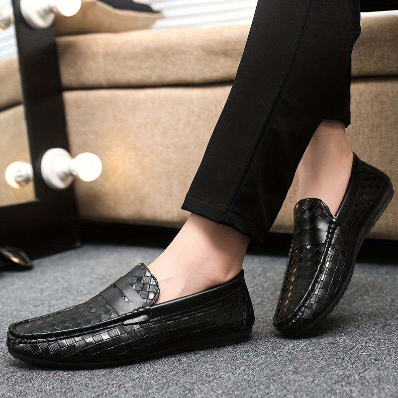 Men'S British Style Loafers - Comfortable Slip-On Moccasins with Round Toe, Faux Cover Upper & PVC Sole, Perfect for Casual Wear, Parties, and Weddings, Wedding Shoes - ayq