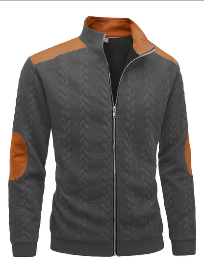 Men'S Light Blue Quilted Zip-Up Jacket - Casual Fall/Winter Outerwear with Stand Collar, Long Sleeves, and Front Pockets, Perfect for Casual Attire, Autumn Winter Apparel | Quilted Texture Jacket | Zippered Jacket