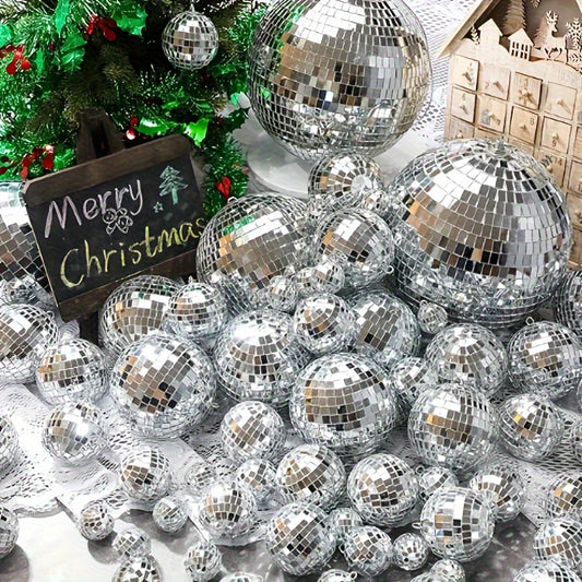 30pcs Silvery Disco Ball Set - Suitable for 70s Parties, Graduations and Birthdays - Multifunctional Decorative Balls - Perfect for Any Celebration Decoration, Best for Christmas, Perfect for Thanksgiving, Christma Tree Decor