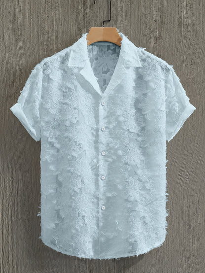Men's Casual Short-Sleeve Polyester Shirt for Spring and Fall
