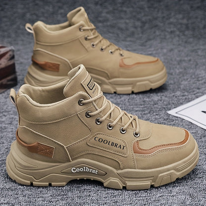 Men's Classic High-Top Work Boots with Thick Sole for Outdoor