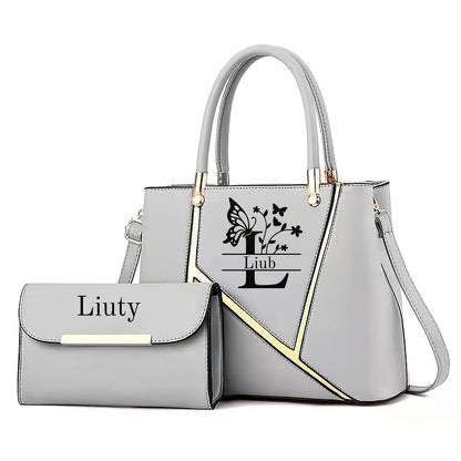 Elegant PU Leather Letter Tote with Adjustable Strap for Women