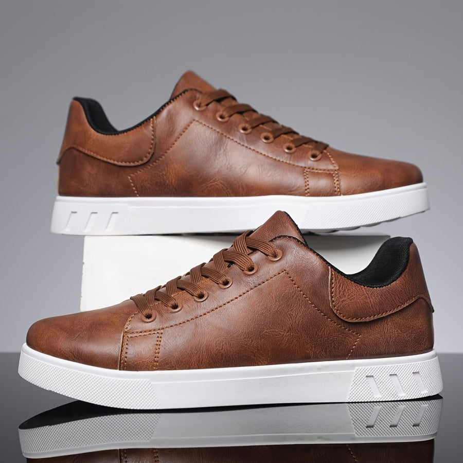 Men's Solid Color Casual Lace-Up Loafers for All Seasons