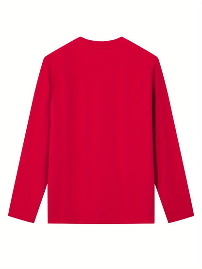 Women'S Christmas Long Sleeve T-Shirt - Santa Claus & Holiday Graphic Tee, Machine Washable Everyday & Party Outfit for Christmas, New Year'S Eve - Non-See-Through Casual Top, Christmas Shirts, Festive Attire, Round Neckline