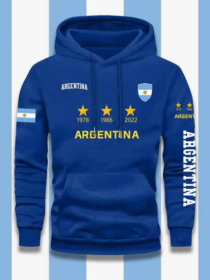 Men's Argentina Flag Hoodie - Casual Loose Fit Pullover