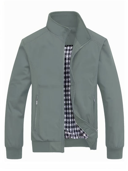 Men's Academic Jacket - Burgundy (Deep Red), Zip-Up Front Closure, Structured Non-Stretch Fabric, Zippered Pockets - Formal & Casual Outerwear for Office, Events, Everyday - Easy-Care Coat, Dressy Jacket, Houndstooth Pattern