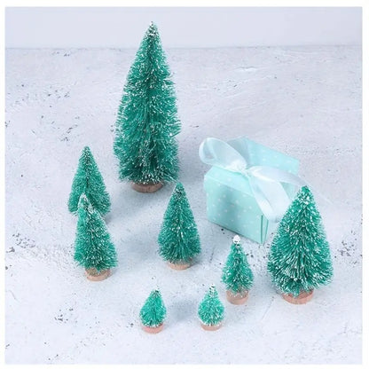 36pcs 5Cm/1.968 Inch Mini Snow Frost Tree Winter Mini Pine Base Bottle Brush Tree Plastic Winter Snow Decoration (Green) New Year Decoration Accessories, Artificial Snow Scenery Mini Pine DIY Decoration, Party Supplies, Home