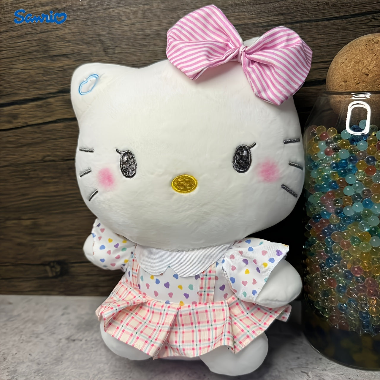 A Sanrio Hello Kitty Plush Toy - a Cute Polyester-Filled Animal with a Pink Bow, Perfect for Birthday, Christmas, Thanksgiving, And Party Gifts, Cartoon Doll, Birthday Present | Playful Design | Soft Texture, Suitable for Hel