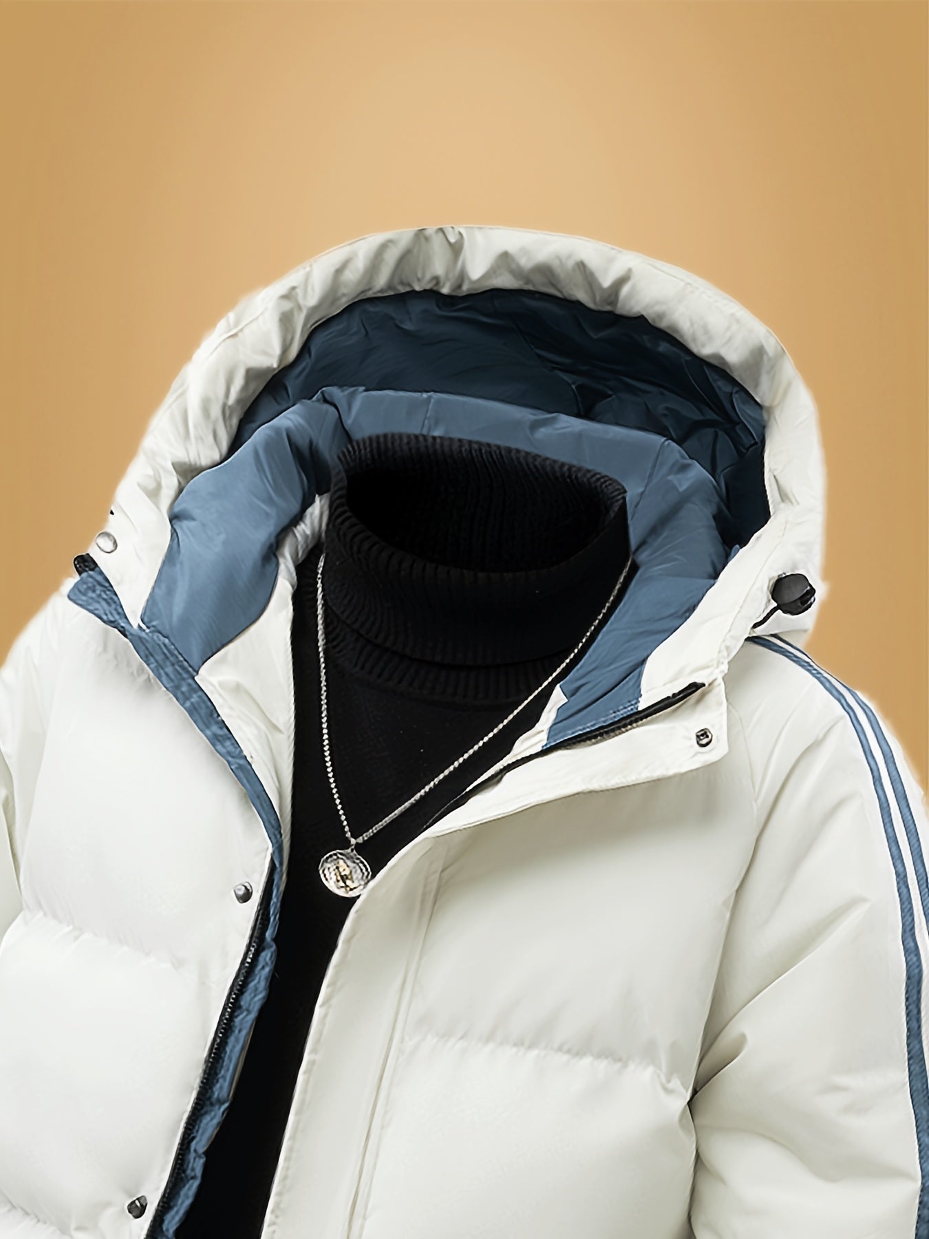 Men's Heavyweight Winter Coat - Hooded Jacket with Full-Zipper Closure, Insulated Outer Shell for Extreme Cold, Front Pockets - Dark Grey/White color, Hand Washable - Ideal for Everyday & Formal Cold Weather Outfits by OceanM