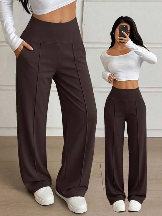 Women’s High-Waist Wide-Leg Stretch Trousers for Spring/Fall