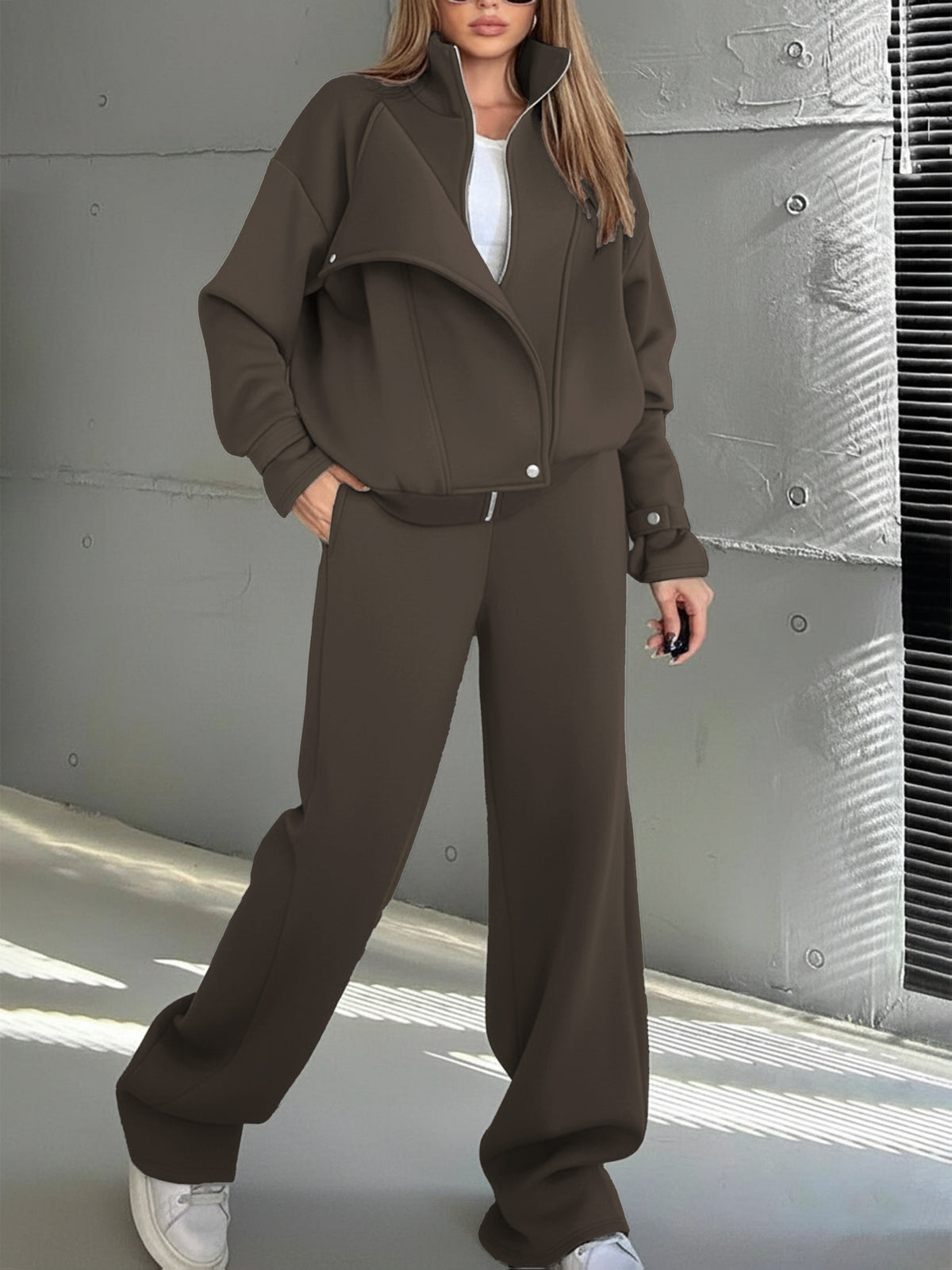 Women's Fall/Winter Suit with Vest & High-Waist Straight Pants