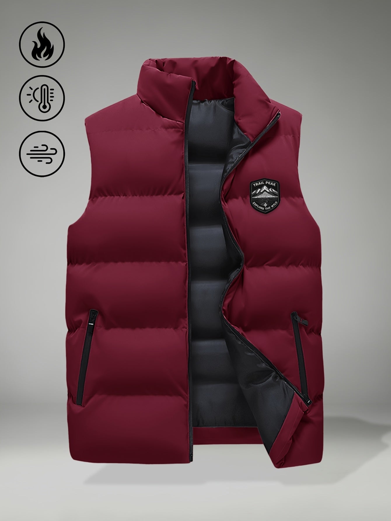 Men's Autumn-Winter Stand Collar Warm Polyester Vest
